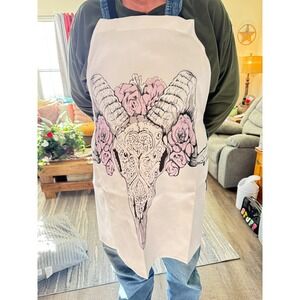 Gothic Ram Skull Rose Apron Kitchen Cooking Baking Unique Design